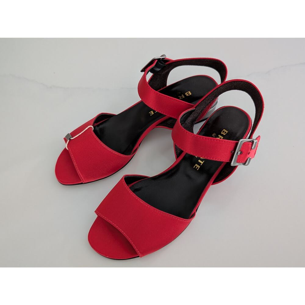 Brunate Red Satin Sandals IT 40 US 10 – New Italian Designer Heels Dress Shoes